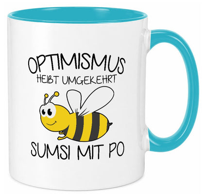 Optimismus umgekehrt heißt Sumsimitpo | Biene lustiger Spruch Geschenk Humor Tasse