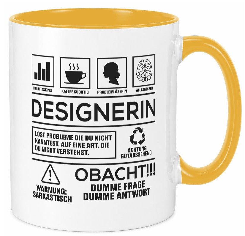 Achtung Probleme Designerin | Mode lustig Humor Geschenkidee Geschenk Tasse