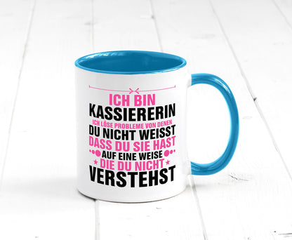 Löse Probleme: Kassiererin v2 lustiger Spruch Geschenk Humor Geschenkidee Tasse