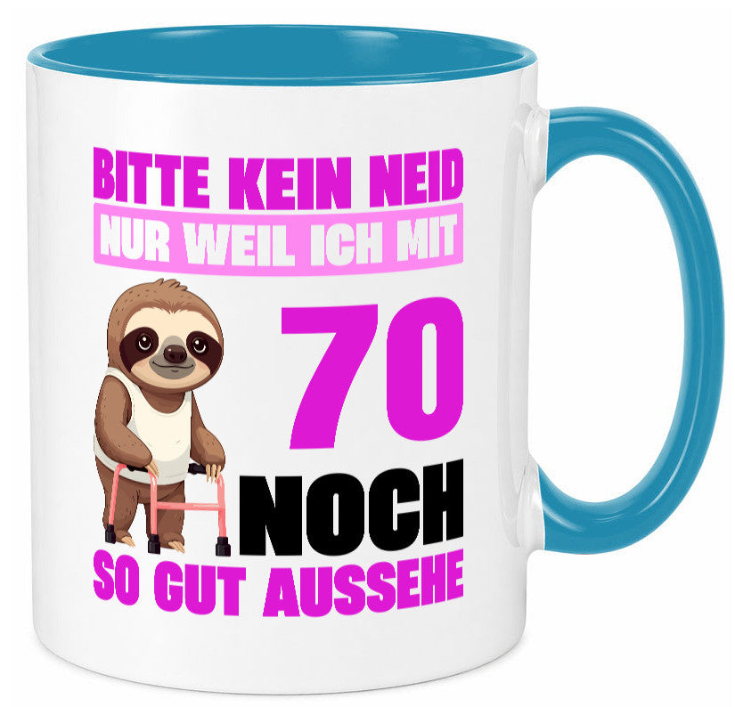 70. Geburtstag | Bitte kein neid Faultier 70 Jahre v2 Humor Geschenkidee Tasse