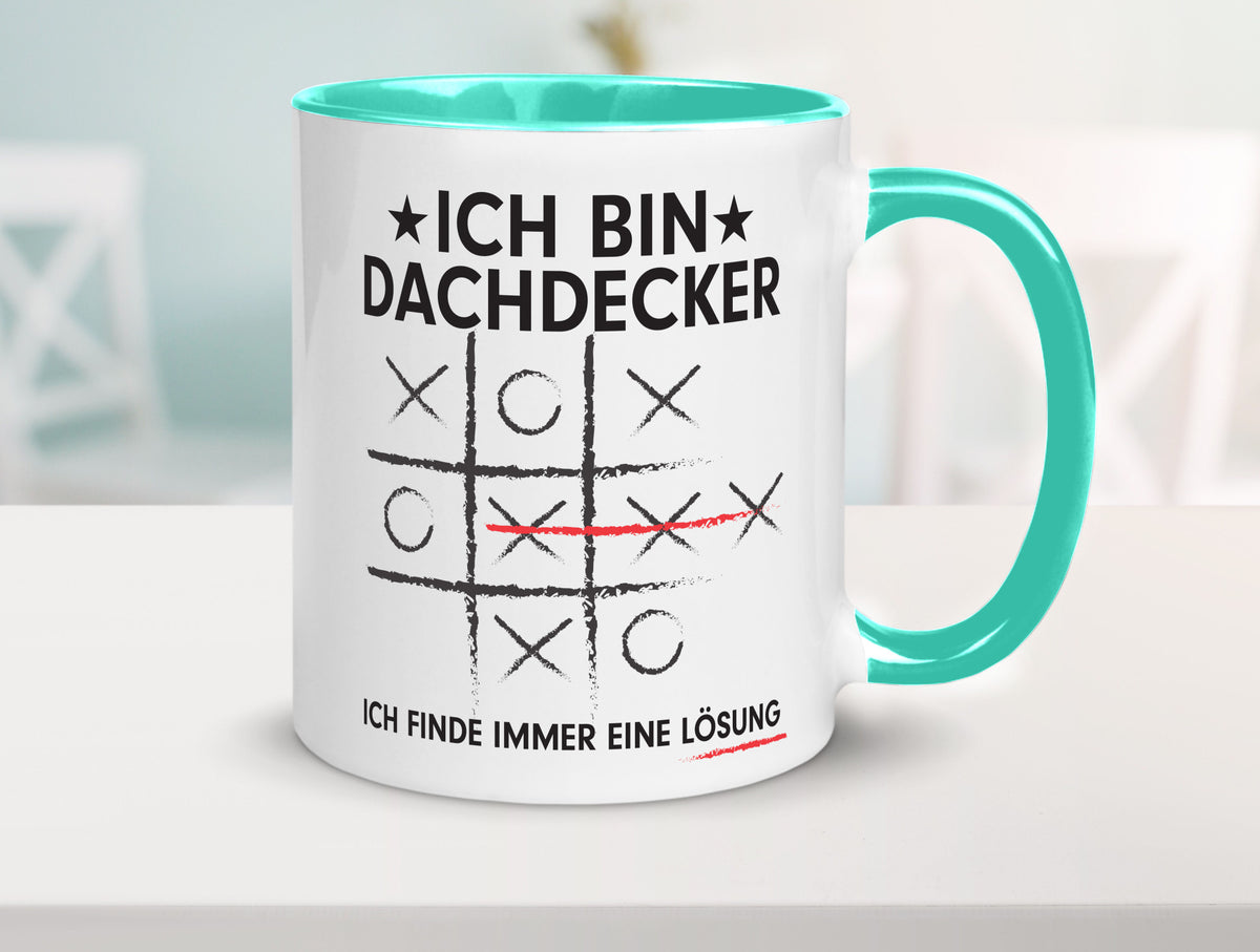 Lösung finden: Dachdecker | Dachbau Hausbau v2 Geschenkidee Humor Tasse