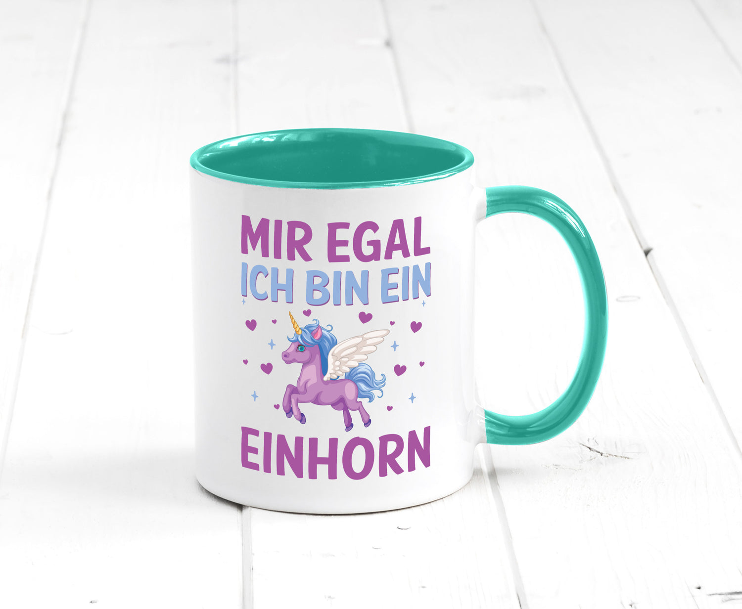 Mir egal, ich bin ein Einhorn| Herzen Geschenkidee Humor Tasse