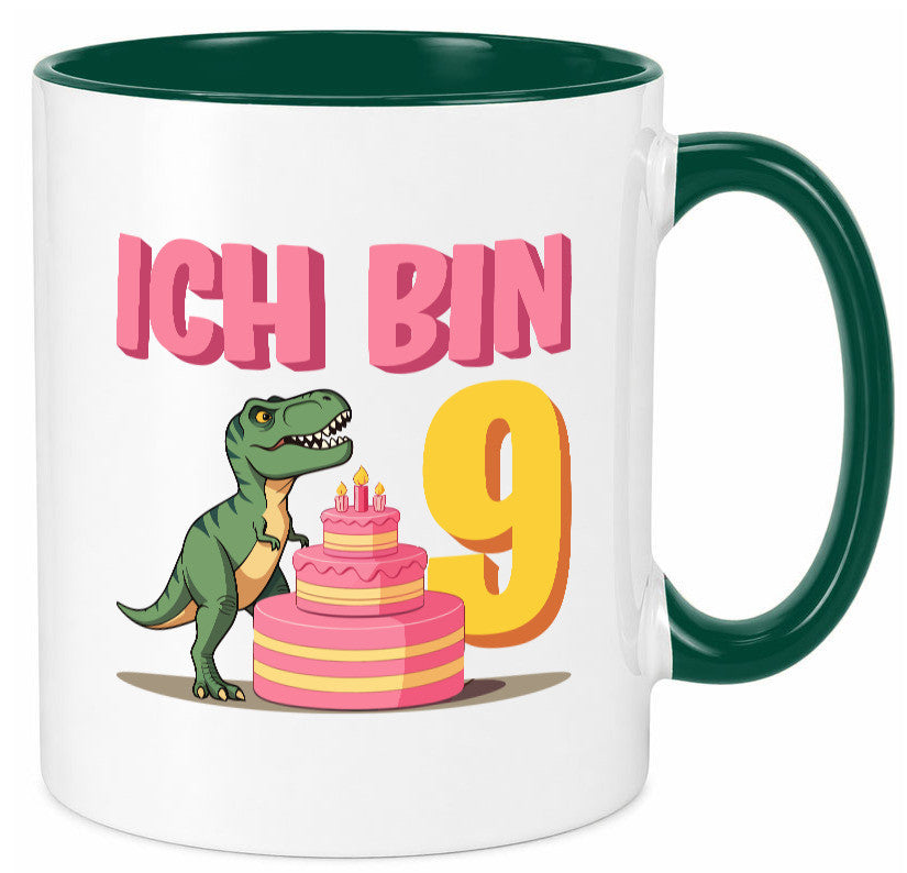 9 Geburtstag | Jahre Dinosaurier mit Kuchen Geschenk Geschenkidee lustiger Tasse