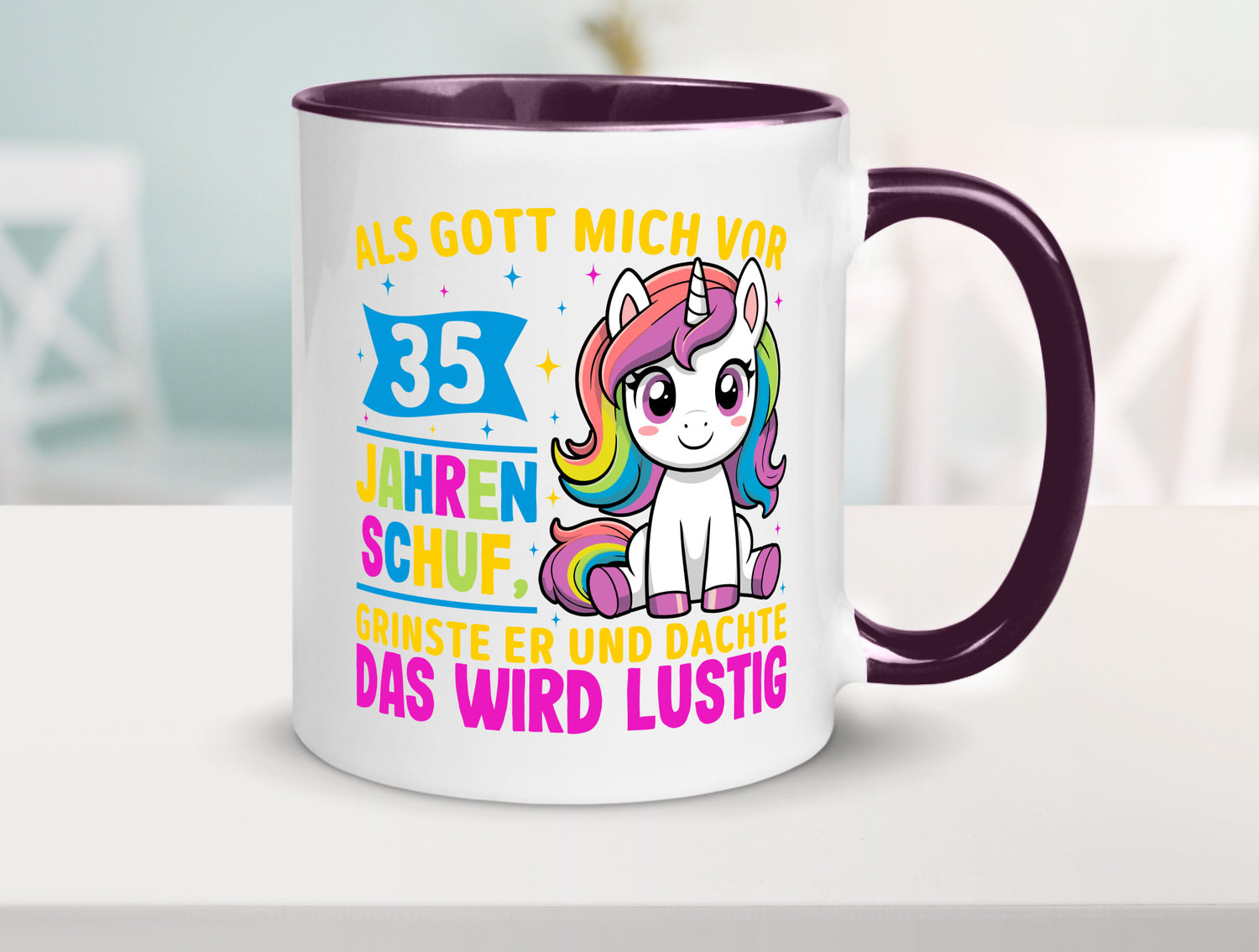 35. Geburtstag | Als Gott mich schuf 40 Jahre v2 Humor Geschenkidee Tasse