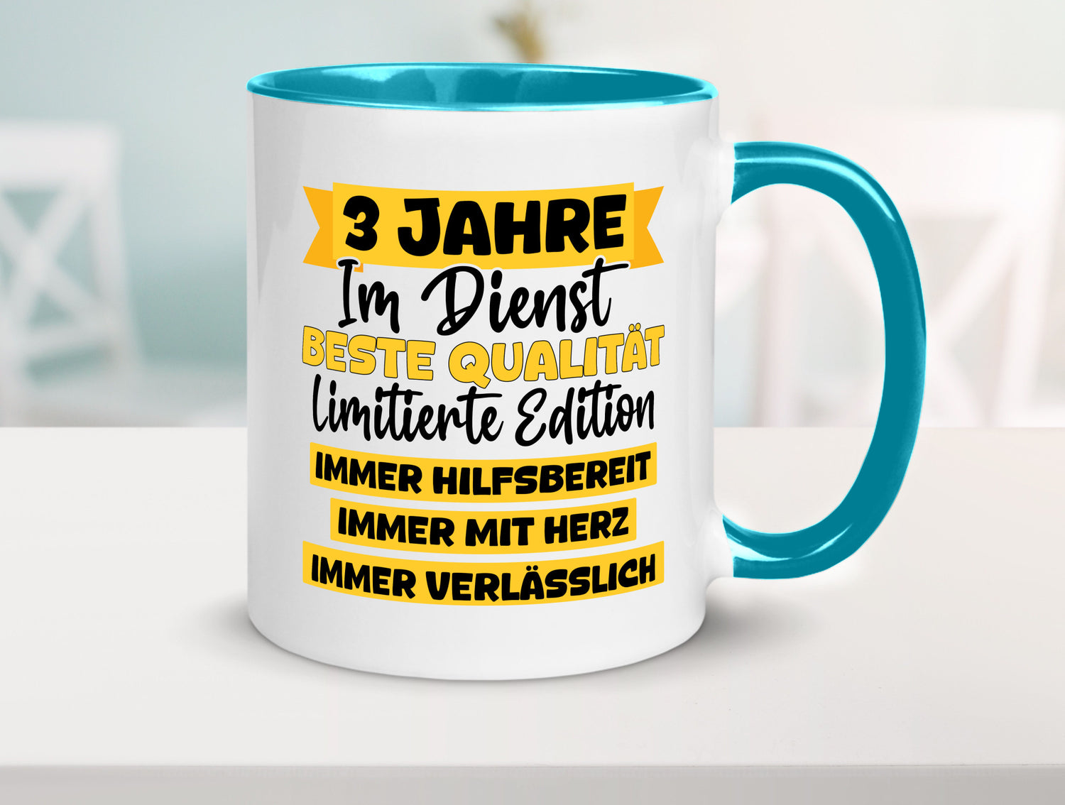 3 Jahre im Dienst | Jubiläum Arbeit v8 lustig Kollegen Büro Geschenk Tasse