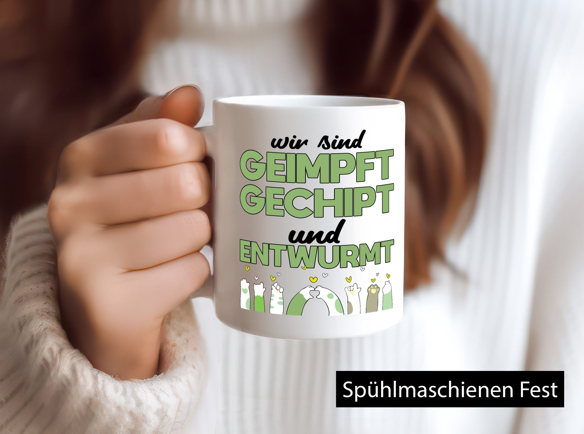 Geimpft, gechipt und entwurmt | Tierbeine Pfoten lustiger Spruch Geschenk