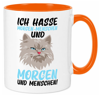 Ich hasse Morgenmenschen | Morgenmuffel mürrische Katze Geschenkidee Tasse