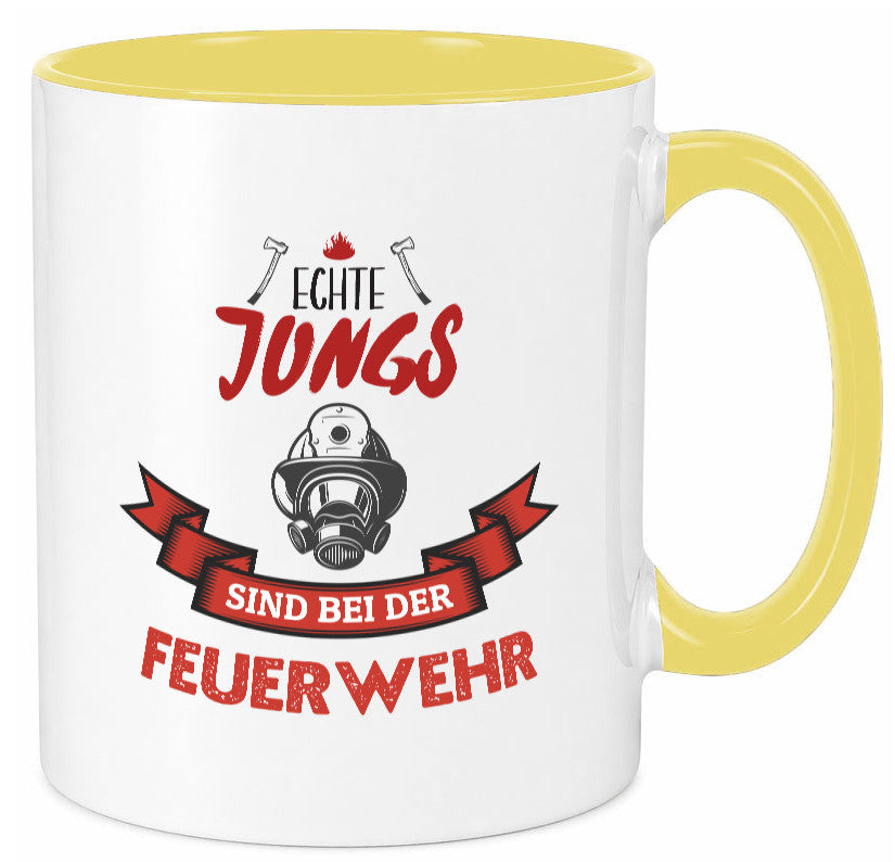 Echte Jungs sind bei der Feuerwehr | Feuerwehrmann lustiger Spruch Geschenk Tasse