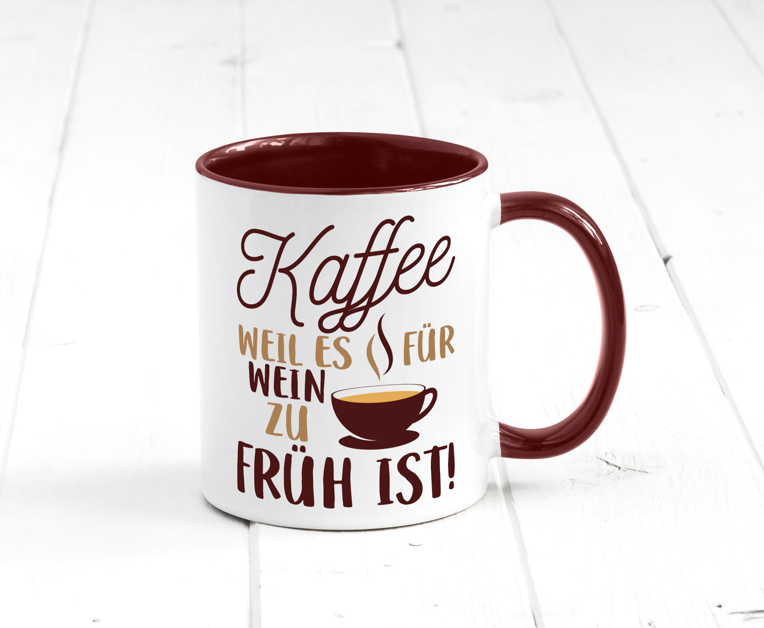 Weil es für Wein zu früh ist | Kaffeetrinker Herzschlag Humor Geschenkidee Tasse