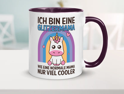 Glitzermama, wie normal, nur cooler | Einhorn Geschenkidee Familie Humor Tasse
