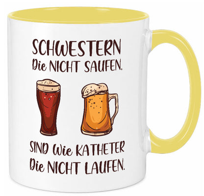 Schwestern die nicht saufen, Katheder laufen | Gläser lustiger Spruch Geschenk