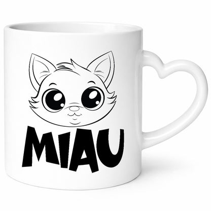 Miau | Katze Geschenkidee Tierliebhaber Humor Tasse
