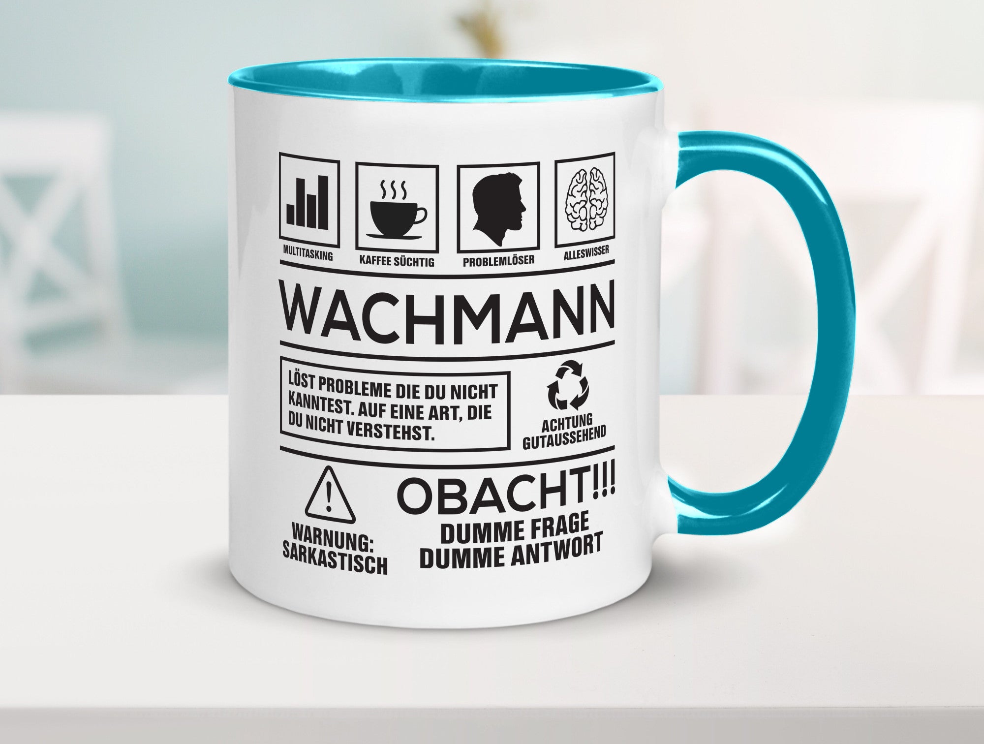 Achtung Probleme Wachmann | Wachpersonal Nachtwächter Geschenkidee Humor Tasse