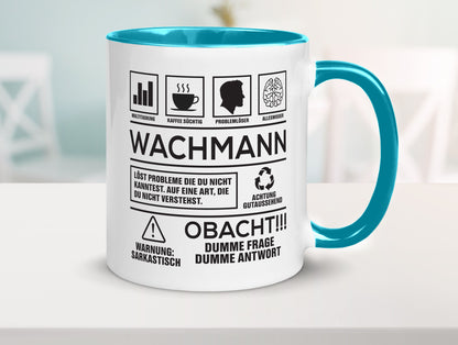 Achtung Probleme Wachmann | Wachpersonal Nachtwächter Geschenkidee Humor Tasse