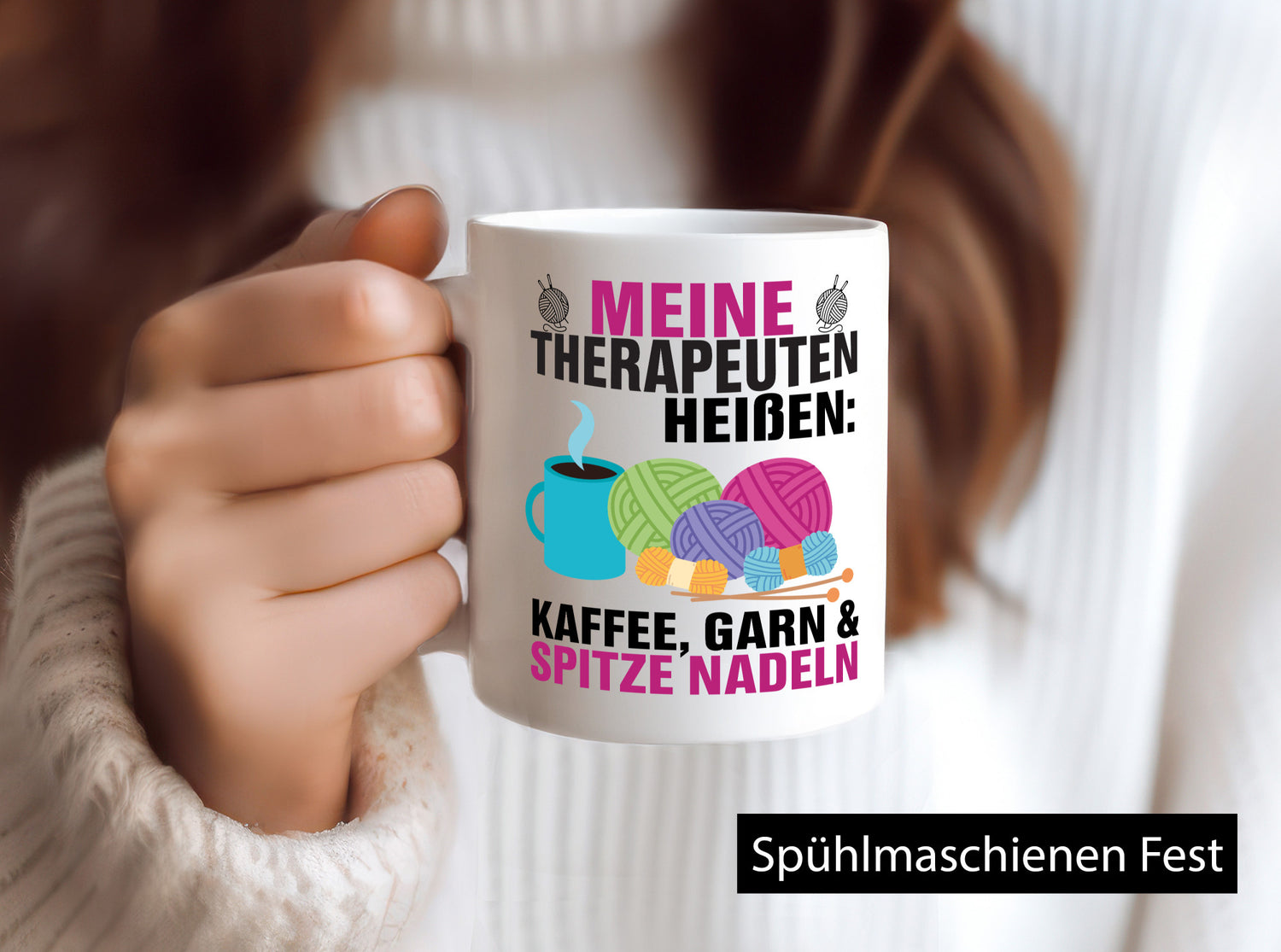 Meine Therapeuten heißen | Strickzubehör Stricken Geschenkidee Humor Tasse