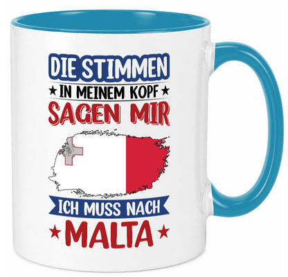 Malta | Urlaub Stimmen in meinem Kopf Traumland lustiger Spruch Geschenk Humor Tasse