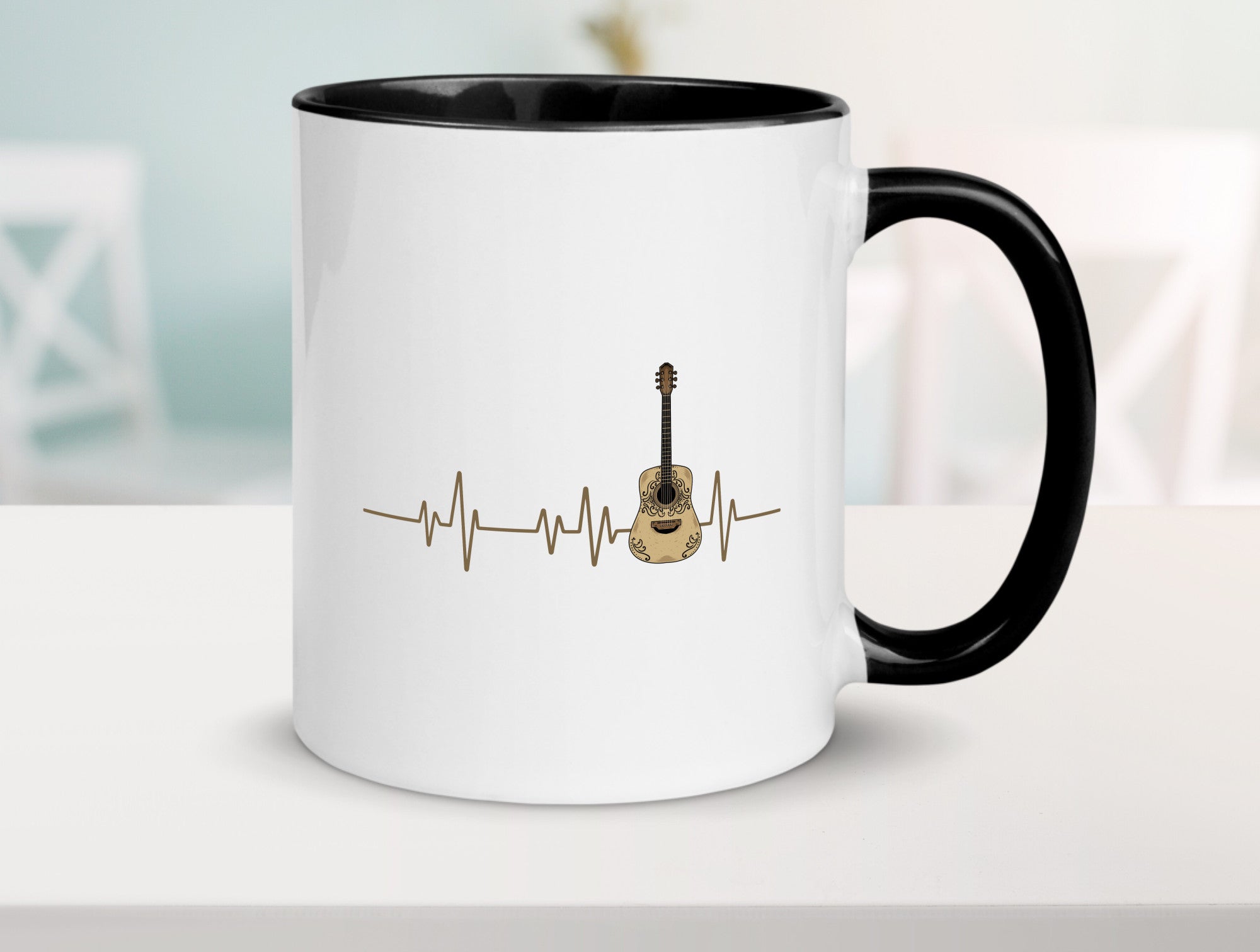Gitarre Herzschlag | Motiv Musiker Rock Musik lustig Humor Geschenkidee