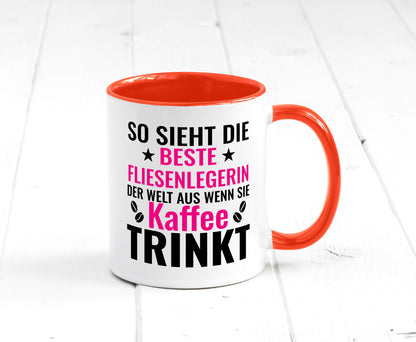 Kaffee trinkt: Fliesenlegerin | Fliesenlegen Bau Humor Geschenkidee Tasse