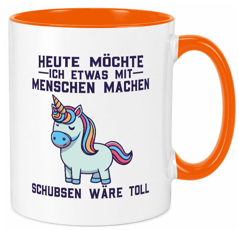 Heute möchte ich Menschen schubsen | Einhorn v2 Geschenk Humor Geschenkidee