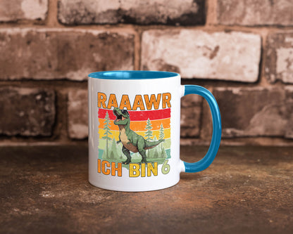 6. Geburtstag | 6 Jahre rarrrr ich bin Dinosaurier Humor Geschenkidee Tasse