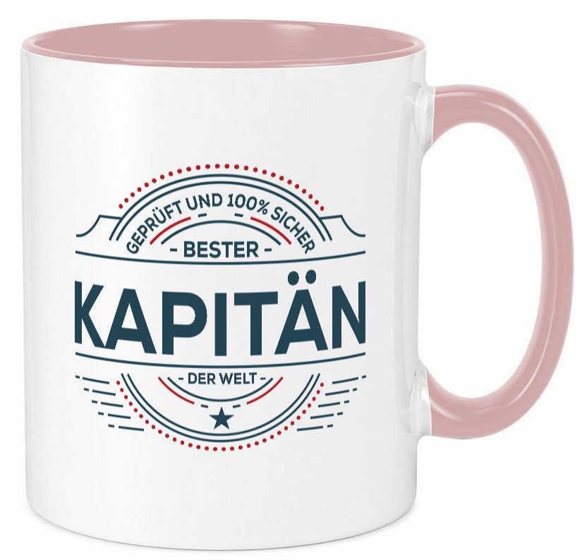 Geprüft und sicher: Kapitän | Schiffskapitän Schiff lustiger Spruch Geschenk Tasse