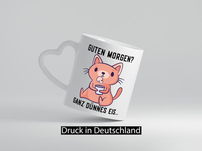 Guten Morgen | Morgenmuffel Dünnes Eis Katze mit Pulli Geschenk Tierliebhaber