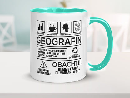 Achtung Probleme Geografin | Geografie Geschenkidee Humor Tasse