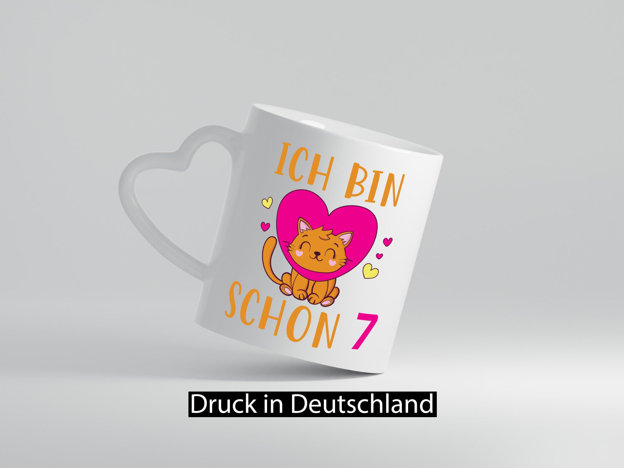 Ich bin schon 7 | Katze Herzchen Geschenkidee Tierliebhaber Humor Tasse