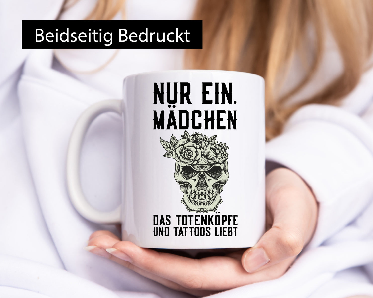 Mädchen |Tattoos und Totenköpfe | Tätowieren Rockabilly Humor Geschenkidee Tasse