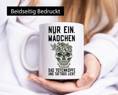 Mädchen |Tattoos und Totenköpfe | Tätowieren Rockabilly Humor Geschenkidee Tasse