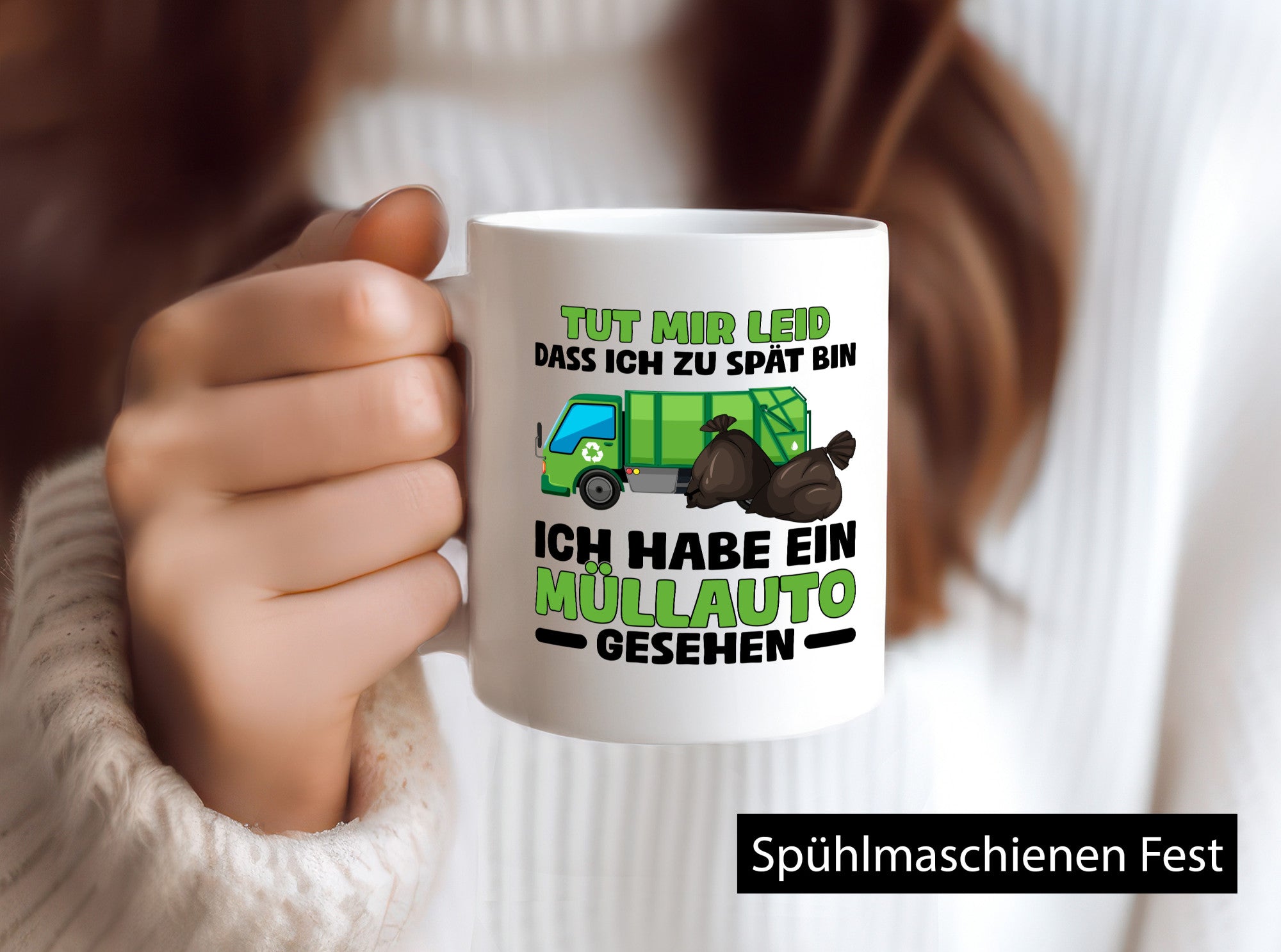 Bin zu spät hab ein Müllauto gesehen | Müllabfuhr lustiger Spruch Geschenk