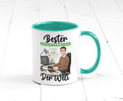 Bester Mediengestalter | Medien v2 Geschenk Humor Geschenkidee lustiger Spruch Tasse