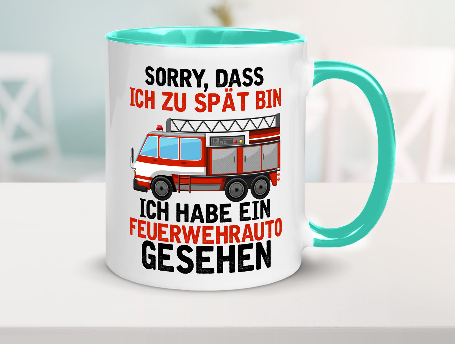 Ich hab ein feuerwehrauto gesehen | lustig Humor Geschenkidee Geschenk Tasse
