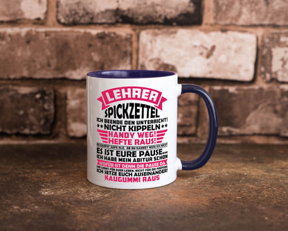 Lehrer Spickzettel | Beruf Tasse lustiger Spruch vl8 Geschenkidee Arbeit