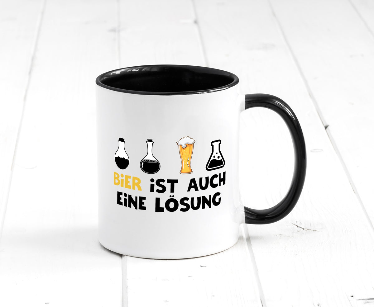 Bier ist auch eine Lösung | Bierliebhaber Biertrinker Geschenk Humor Tasse