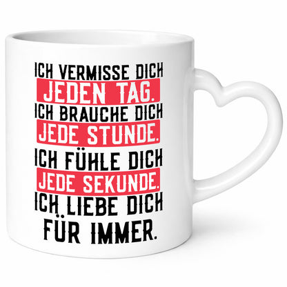 Ich vermisse dich | lieber Spruch Ehe Freund Freundin Geschenkidee Humor Tasse
