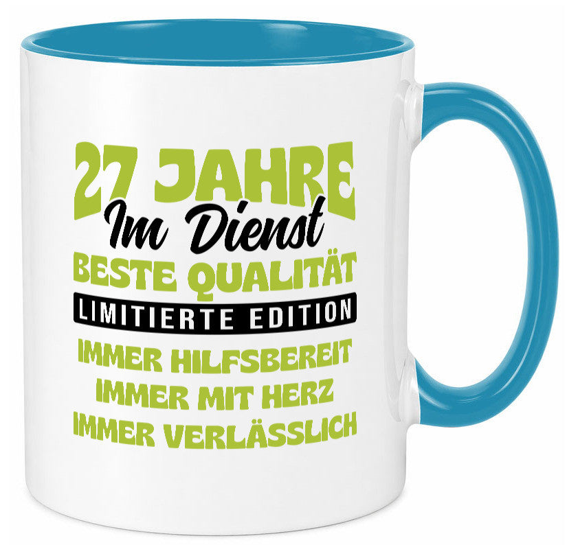 27 Jahre im Dienst | Jubiläum Arbeit v4 lustiger Spruch Geschenk Kollegen Büro Tasse