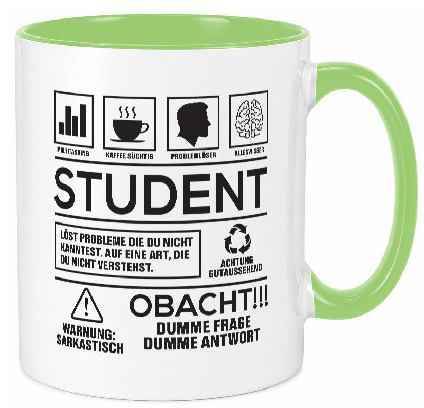 Achtung Probleme Student | Universität Uni Studium lustiger Spruch Geschenk Tasse