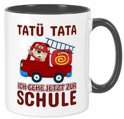 Bär in Feuerwehrauto | Tatü Tata Einschulung Tasse Humor Geschenkidee