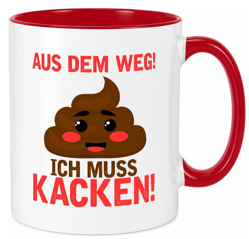 Aus dem weg ich muss kacken | Toiletten Spruch Pupsen Geschenkidee Humor Tasse