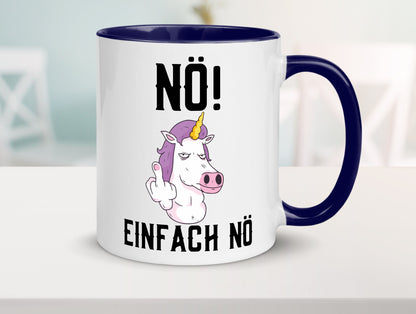 Einfach Nö | Keinen Bock Einhorn Mittelfinger Comic Geschenkidee Humor Tasse