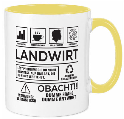 Achtung Probleme Landwirt | Bauer Landwirtschaft Geschenkidee Humor Tasse