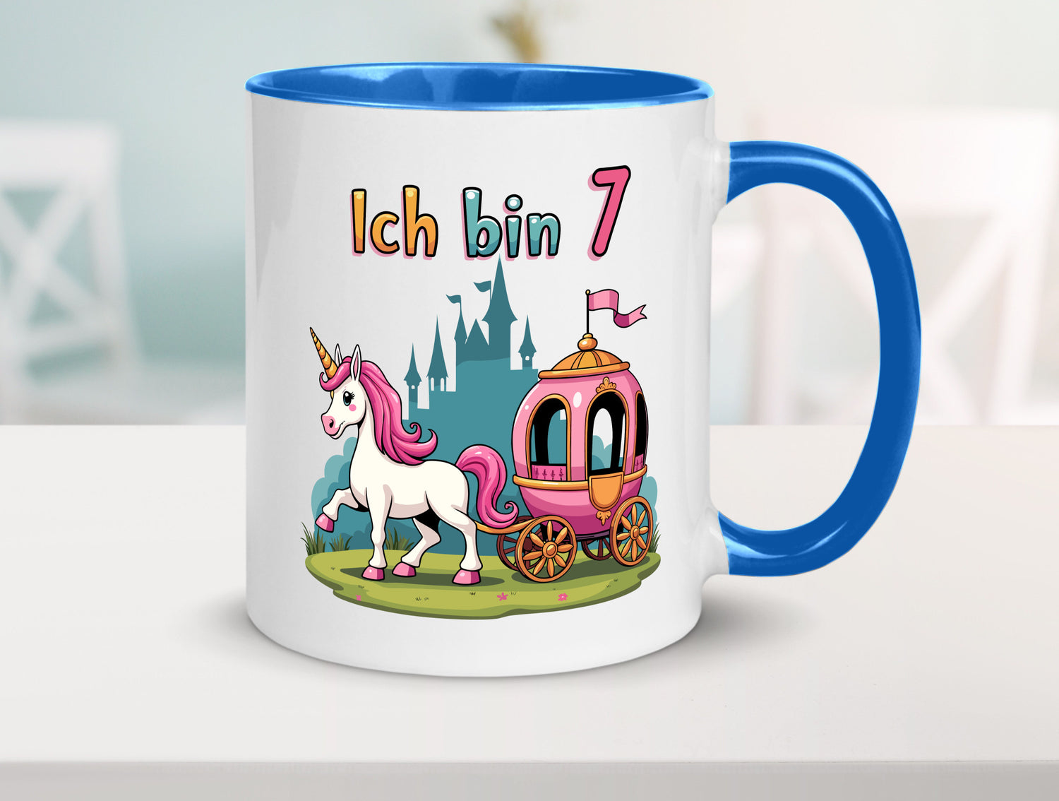7. Geburtstag | Prinzessin in Kutsche Einhorn lustiger Spruch Geschenk