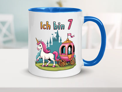 7. Geburtstag | Prinzessin in Kutsche Einhorn lustiger Spruch Geschenk