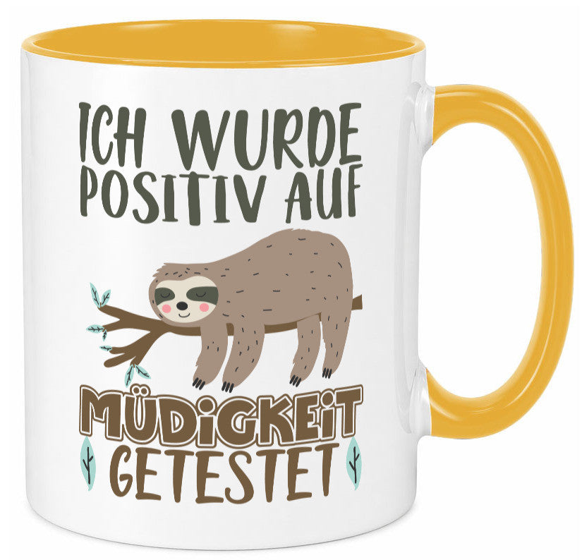 Positiv auf Müde getestet lustiger Spruch Geschenk Humor Geschenkidee Tasse