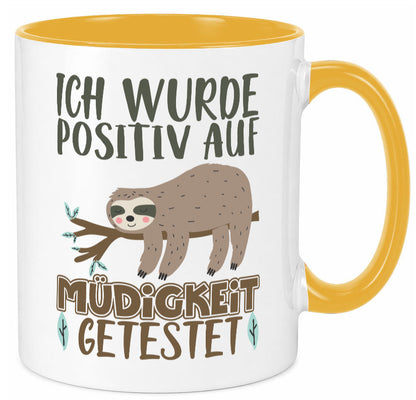 Positiv auf Müde getestet lustiger Spruch Geschenk Humor Geschenkidee Tasse