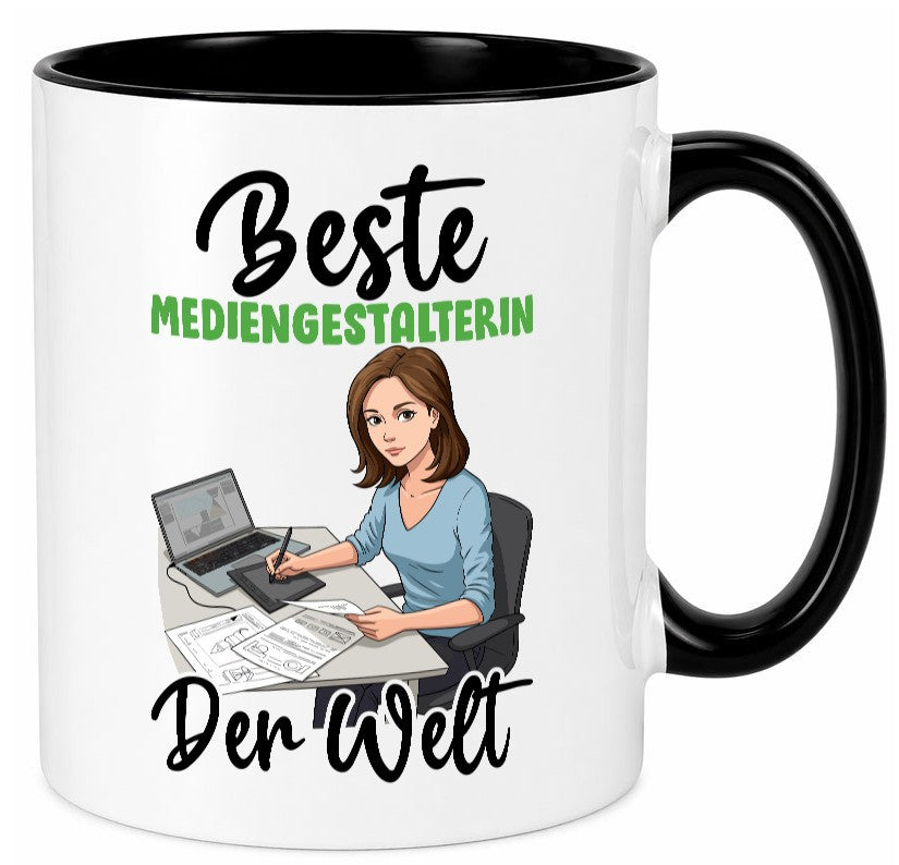 Beste Mediengestalterin | Medien v2 Geschenk Humor Geschenkidee lustiger Spruch Tasse