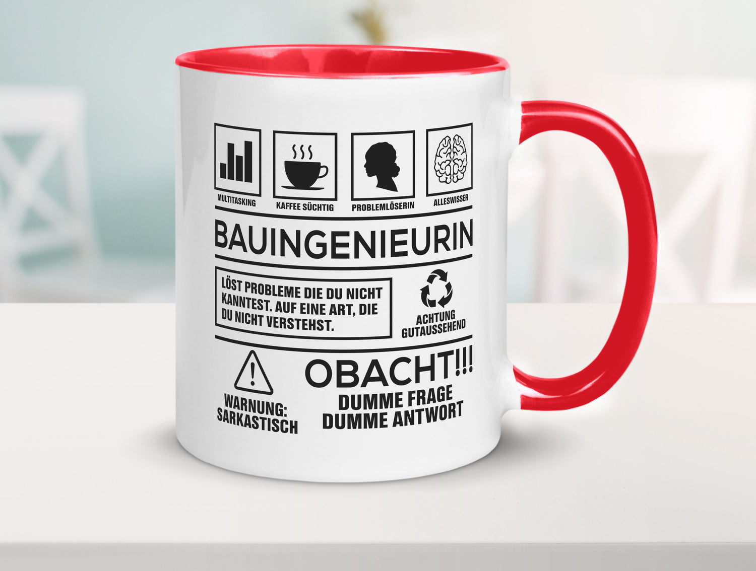 Achtung Probleme Bauingenieurin | Ingenieurin Humor Geschenkidee Tasse
