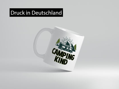 Camping kind | Wohnwagen Zelt lustiger Spruch Geschenk Humor Geschenkidee Tasse