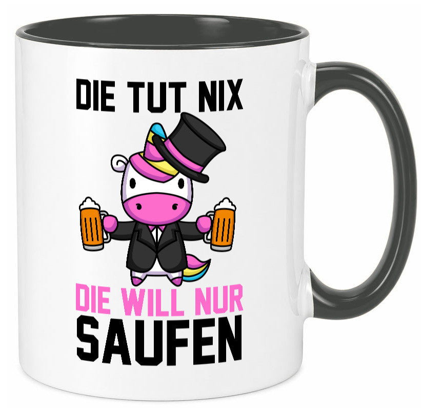 Die tut nix will nur Saufen | Einhorn Bier v2 lustig Humor Geschenkidee Tasse